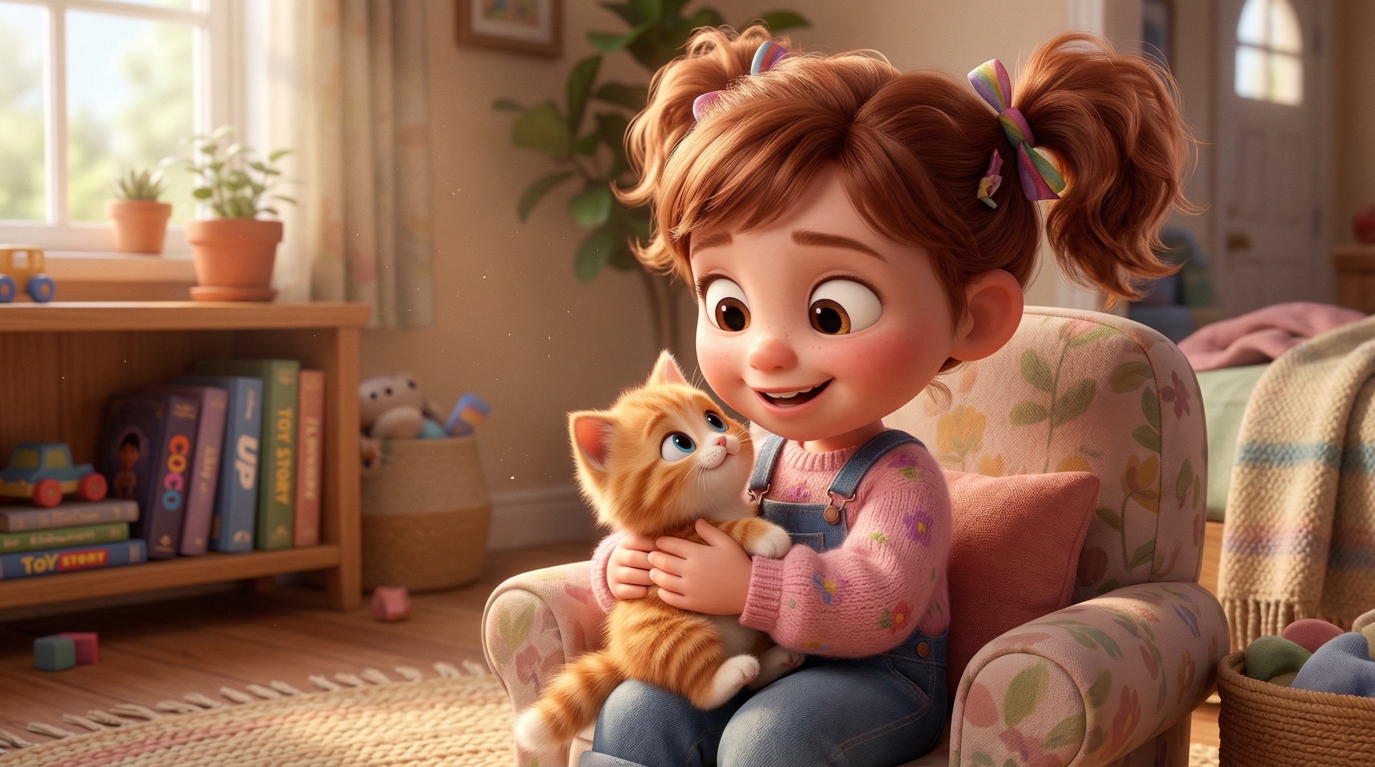 A young girl holding a kitten